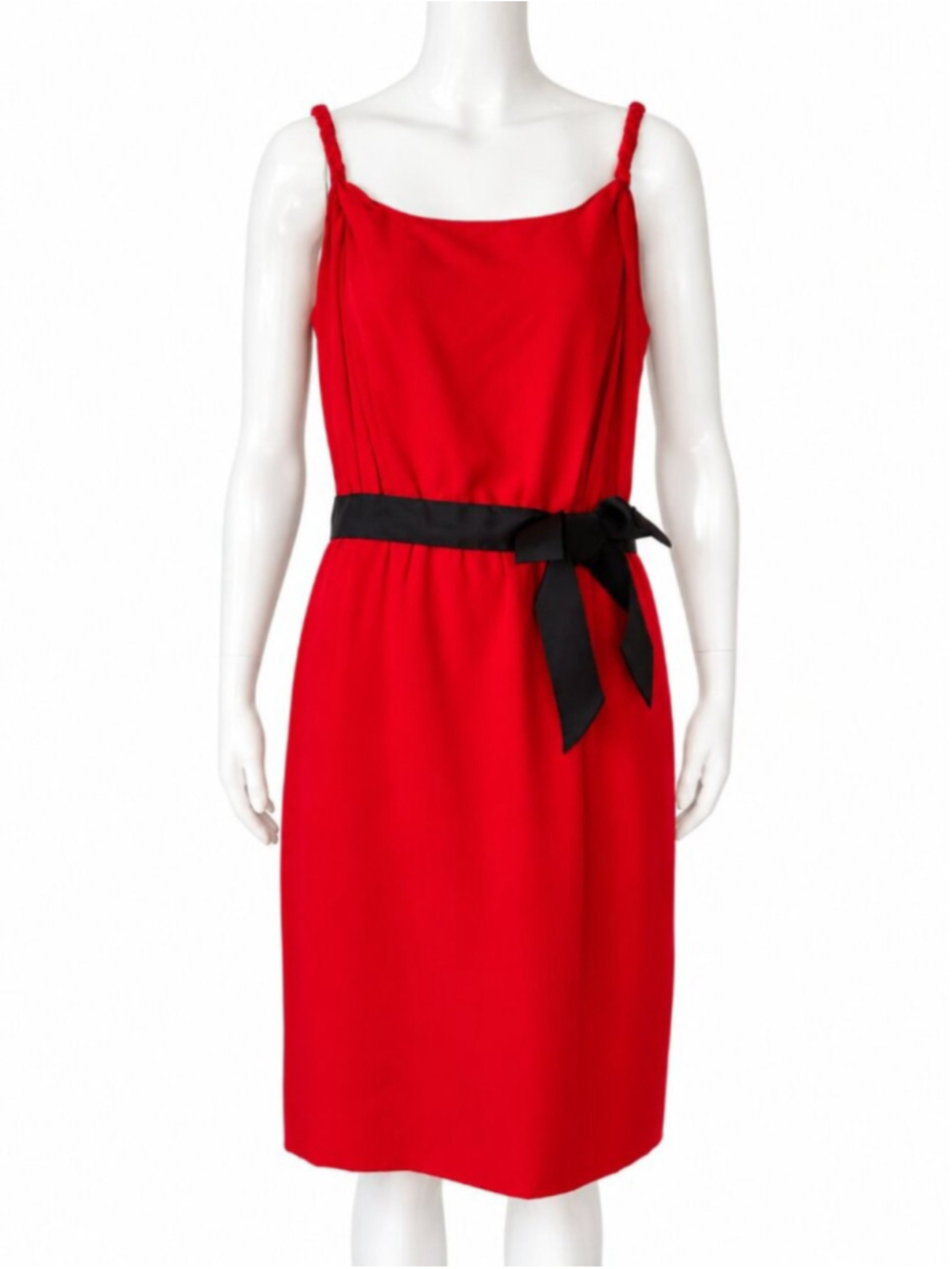 Moschino Cheap and Chic Red Silk Dress Black Bow IT 44 US 10